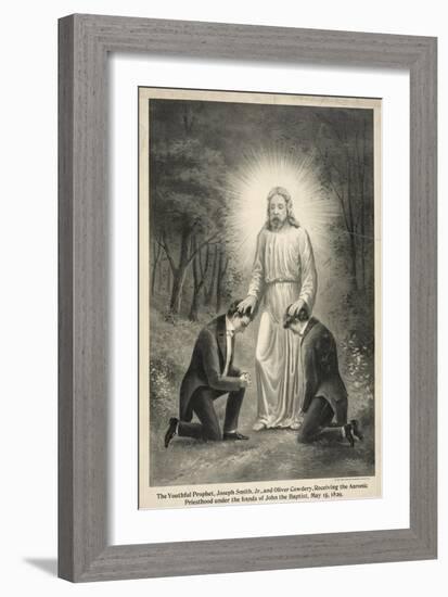 Joseph Smith and Oliver Cowdery Receiving the Aaronic Priesthood-null-Framed Giclee Print