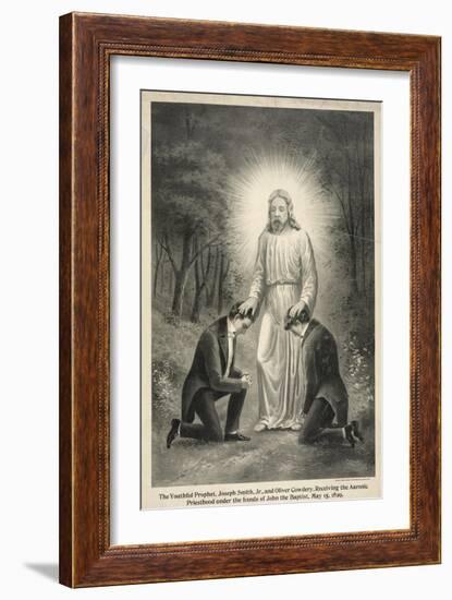 Joseph Smith and Oliver Cowdery Receiving the Aaronic Priesthood-null-Framed Giclee Print