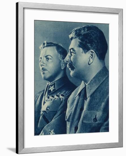 Joseph Stalin and Kliment Voroshilov, Soviet Bolshevik Leaders-null-Framed Giclee Print