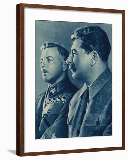 Joseph Stalin and Kliment Voroshilov, Soviet Bolshevik Leaders-null-Framed Giclee Print