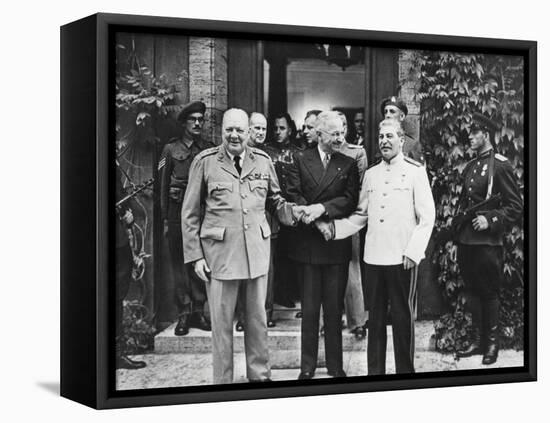 Joseph Stalin, Harry Truman, and Winston Churchill at the Potsdam Conference-null-Framed Stretched Canvas