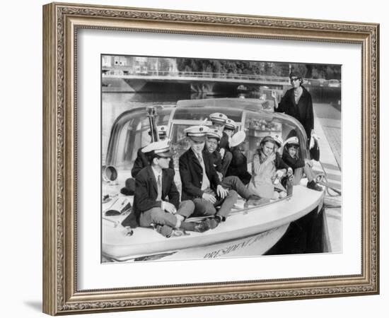 Josephine Baker (1906-1975) and Her Children on a Boat in Amsterdam on October 5, 1964-null-Framed Photo