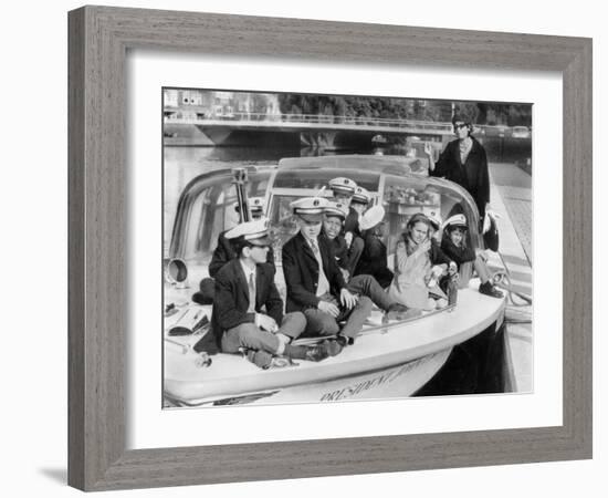 Josephine Baker (1906-1975) and Her Children on a Boat in Amsterdam on October 5, 1964-null-Framed Photo