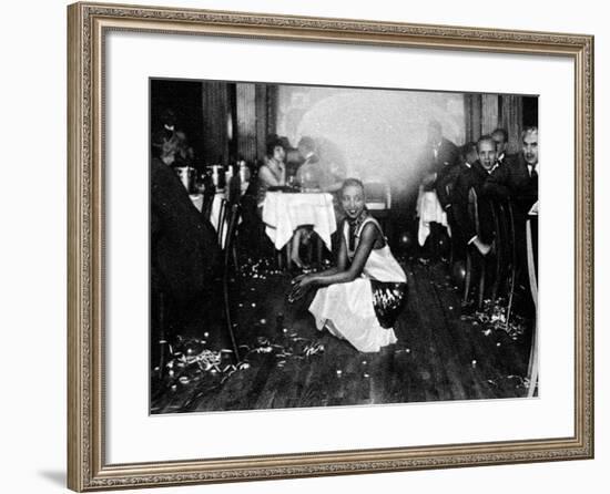 Josephine Baker (1906-75) at Her Bar in Paris, Surrounded by Admirers-null-Framed Photographic Print