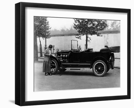 Josephine Boston with a 1914 Cadillac-null-Framed Photographic Print
