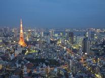 Sunset Aerial of Downtown Including Tokyo Tower and Rainbow Bridge, Tokyo, Japan-Josh Anon-Photographic Print