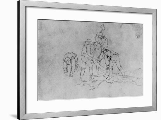 Joshua Shaw's Sketch of a Group of Men Chopping Wood-null-Framed Giclee Print