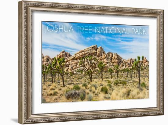 Joshua Tree National Park, California - Blue Sky and Rocks-Lantern Press-Framed Art Print