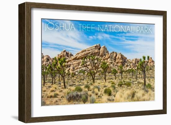 Joshua Tree National Park, California - Blue Sky and Rocks-Lantern Press-Framed Art Print