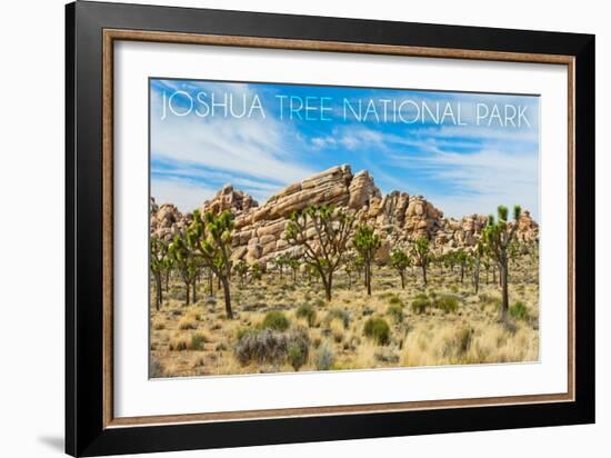 Joshua Tree National Park, California - Blue Sky and Rocks-Lantern Press-Framed Art Print