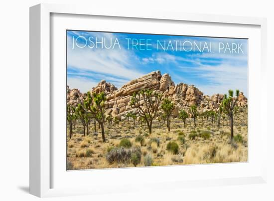 Joshua Tree National Park, California - Blue Sky and Rocks-Lantern Press-Framed Art Print