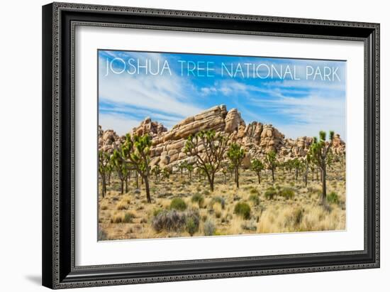 Joshua Tree National Park, California - Blue Sky and Rocks-Lantern Press-Framed Art Print