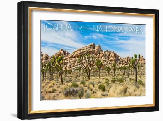 Joshua Tree National Park, California - Blue Sky and Rocks-Lantern Press-Framed Art Print