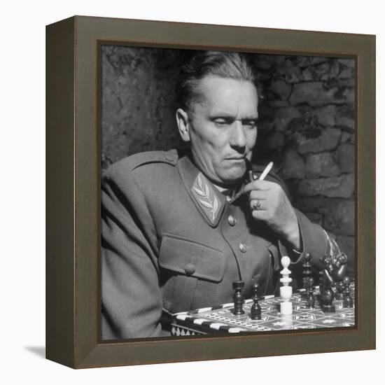 Josip Broz, aka Marshal Tito, Leader of the Yugoslavia Resistance Playing Chess at His Hq-John Phillips-Framed Premier Image Canvas