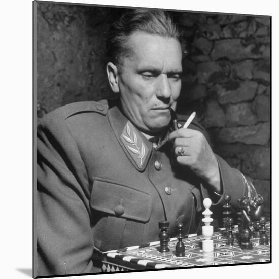Josip Broz, aka Marshal Tito, Leader of the Yugoslavia Resistance Playing Chess at His Hq-John Phillips-Mounted Premium Photographic Print