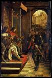 St. Sebastian Interceding for the Plague Stricken, 1497-99-Josse Lieferinxe-Framed Premier Image Canvas