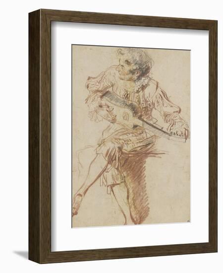 Joueur de guitare assis-Jean Antoine Watteau-Framed Giclee Print