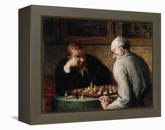 Joueurs d'échecs-Honoré Daumier-Framed Premier Image Canvas