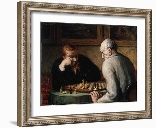 Joueurs d'échecs-Honoré Daumier-Framed Giclee Print