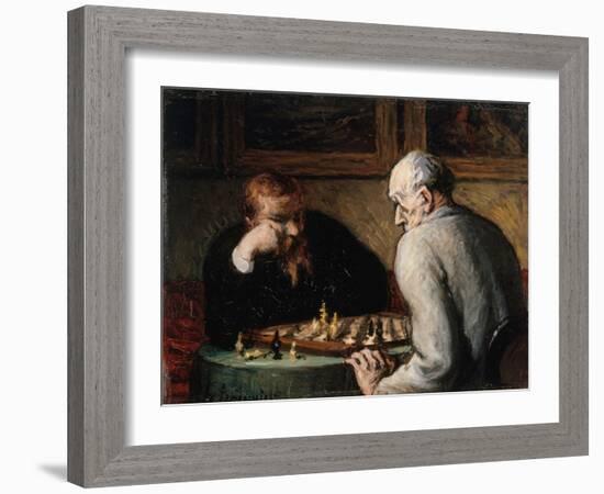 Joueurs d'échecs-Honoré Daumier-Framed Giclee Print