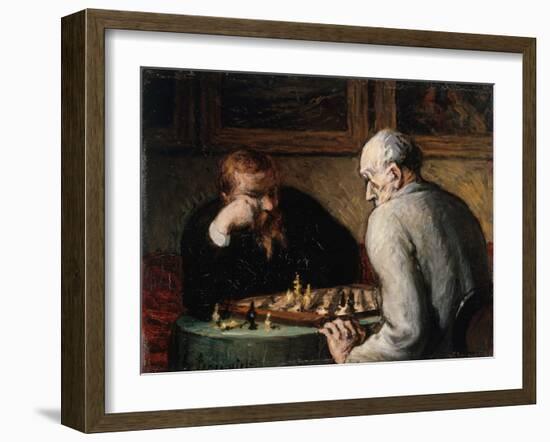 Joueurs d'échecs-Honoré Daumier-Framed Giclee Print