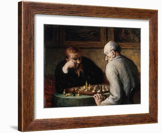 Joueurs d'échecs-Honoré Daumier-Framed Giclee Print