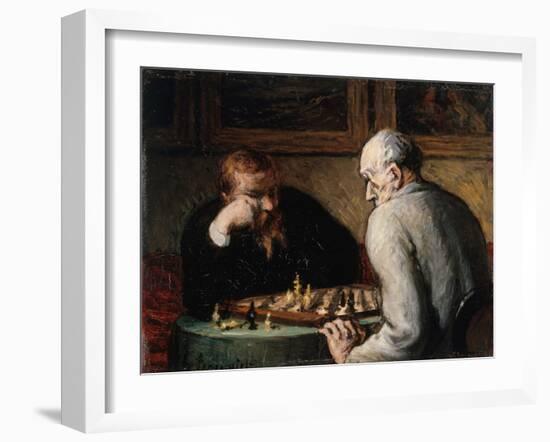 Joueurs d'échecs-Honoré Daumier-Framed Giclee Print