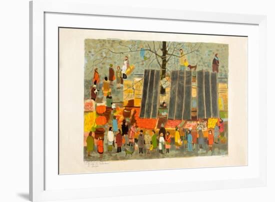 Jour de marché rue Ordener-Nathalie Chabrier-Framed Premium Edition