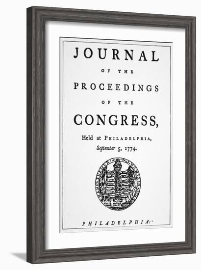 Journal of the First Meeting of the Continental Congress Held in Philadelphia on 5th September-null-Framed Giclee Print