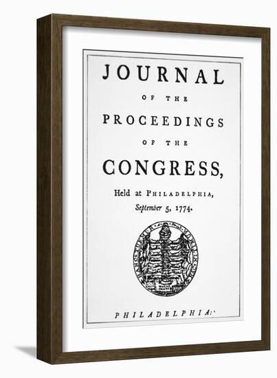 Journal of the First Meeting of the Continental Congress Held in Philadelphia on 5th September-null-Framed Giclee Print