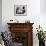 Journalist Sitting on His Bed with a Typewriter, Typing-null-Framed Photo displayed on a wall