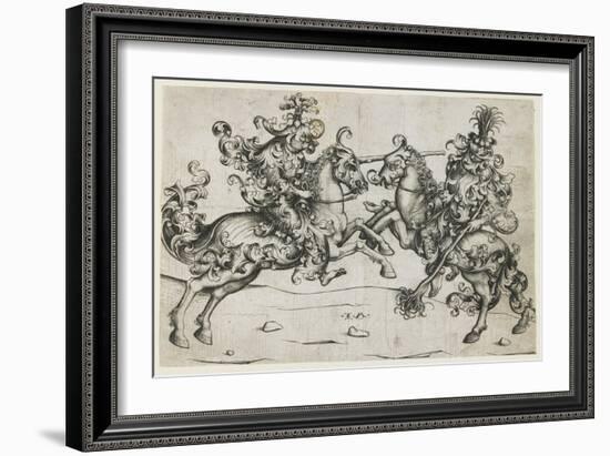 Joust of Two Wild Men, C. 1480-Israhel van Meckenem the younger-Framed Giclee Print