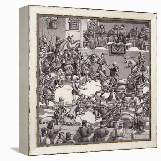 Jousting in Florence in the 15th Century-Pat Nicolle-Framed Premier Image Canvas