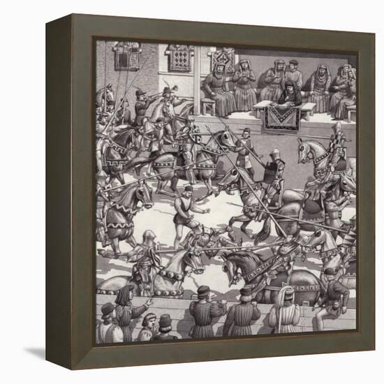 Jousting in Florence in the 15th Century-Pat Nicolle-Framed Premier Image Canvas