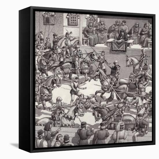 Jousting in Florence in the 15th Century-Pat Nicolle-Framed Premier Image Canvas