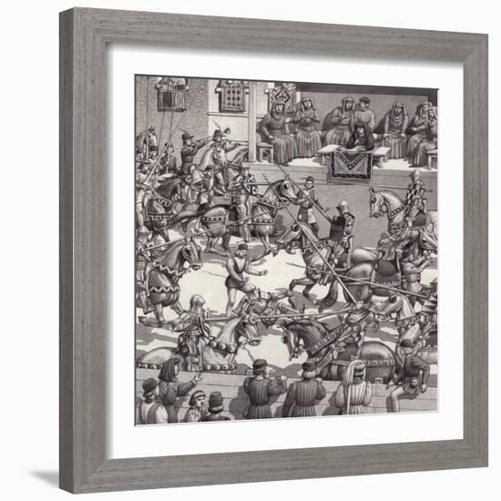 Jousting in Florence in the 15th Century-Pat Nicolle-Framed Giclee Print