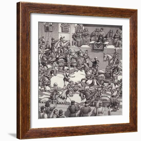 Jousting in Florence in the 15th Century-Pat Nicolle-Framed Giclee Print