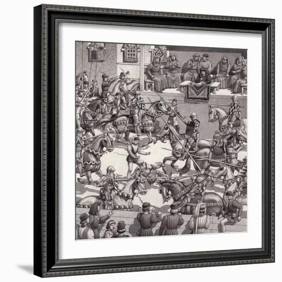 Jousting in Florence in the 15th Century-Pat Nicolle-Framed Giclee Print