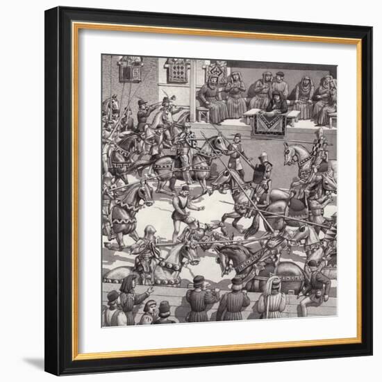 Jousting in Florence in the 15th Century-Pat Nicolle-Framed Giclee Print