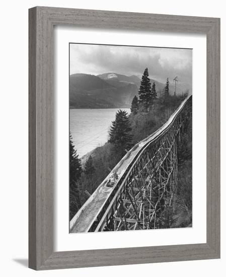 Joy-Riders Taking Boat Ride Down Logging Chute-Ralph Crane-Framed Photographic Print