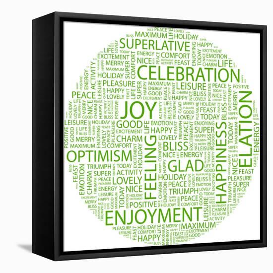Joy. Word Collage On White Background. Illustration With Different Association Terms-Login-Framed Stretched Canvas