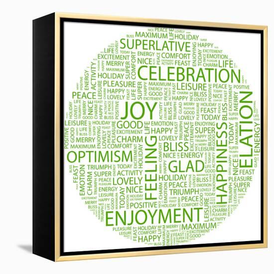 Joy. Word Collage On White Background. Illustration With Different Association Terms-Login-Framed Stretched Canvas