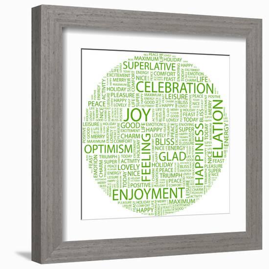 Joy. Word Collage On White Background. Illustration With Different Association Terms-Login-Framed Art Print