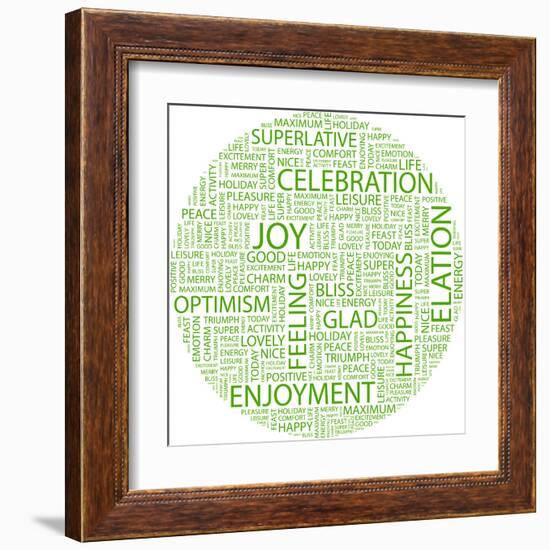 Joy. Word Collage On White Background. Illustration With Different Association Terms-Login-Framed Art Print