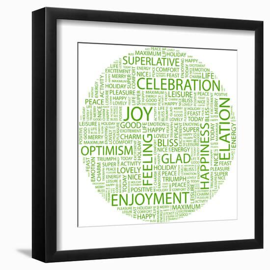 Joy. Word Collage On White Background. Illustration With Different Association Terms-Login-Framed Art Print