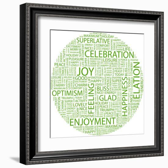 Joy. Word Collage On White Background. Illustration With Different Association Terms-Login-Framed Art Print