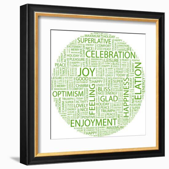 Joy. Word Collage On White Background. Illustration With Different Association Terms-Login-Framed Art Print