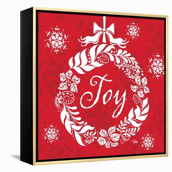 Joy Wreath-Teresa Woo-Framed Stretched Canvas