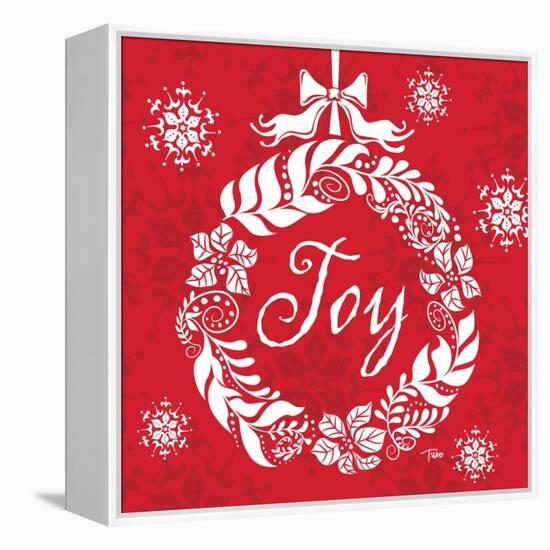 Joy Wreath-Teresa Woo-Framed Stretched Canvas