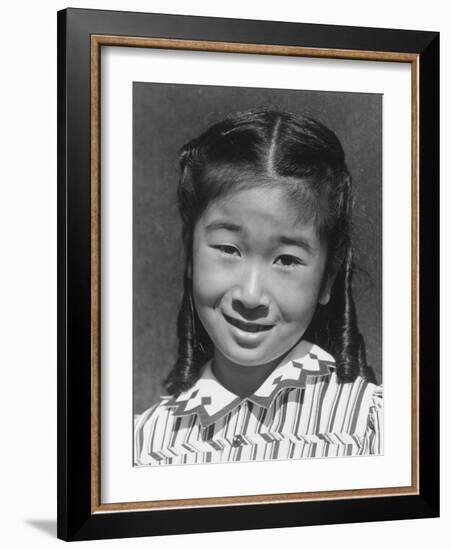 Joyce Yuki Nakamura at Manzanar, 1943-Ansel Adams-Framed Photographic Print